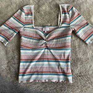 Fifth & Mode Ribbed multi color striped top - P